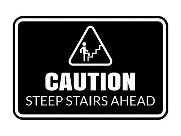 Signs ByLITA Classic Framed Caution: Steep Stairs Ahead Door or Wall Sign Easy Installation | Health And Safety | Building And Warning Signs